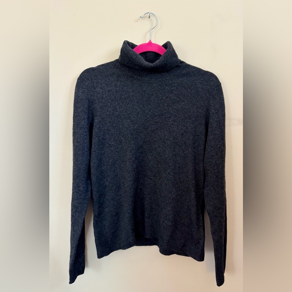 Lauren Ralph Lauren Cashmere Turtleneck Sweater Charcoal Gray Size Medium